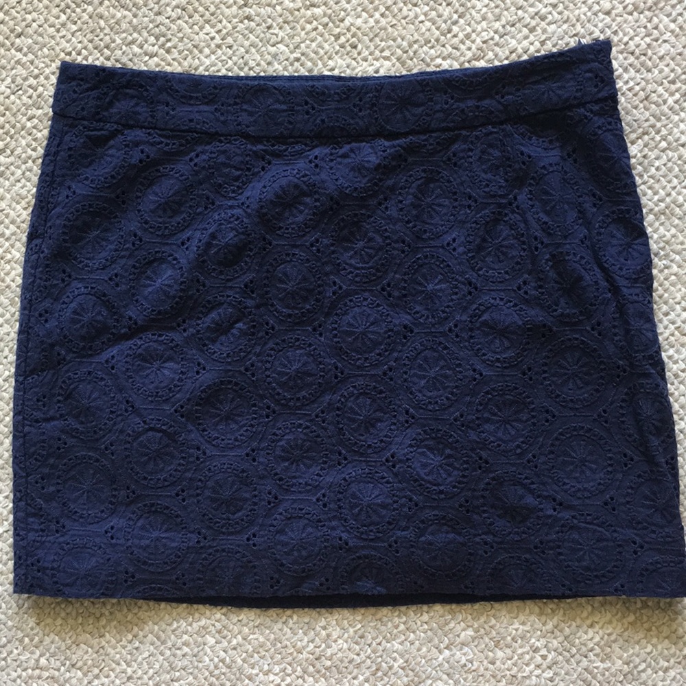 Blue Stitched Eyelet Skirt